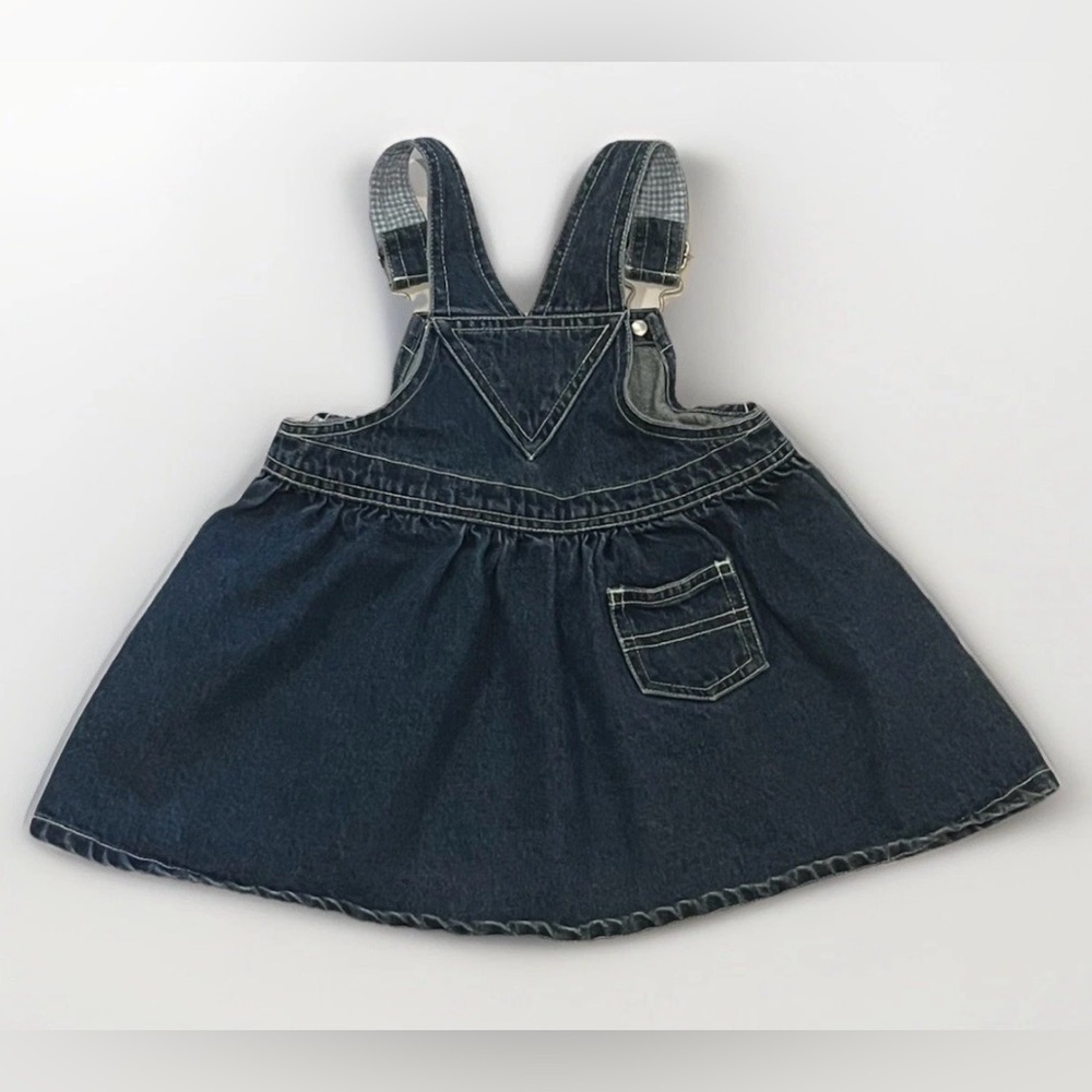 Vintage Tommy Hilfiger Blue Overall Denim Jumper Dress, 12-18 Months - Picture 3 of 4